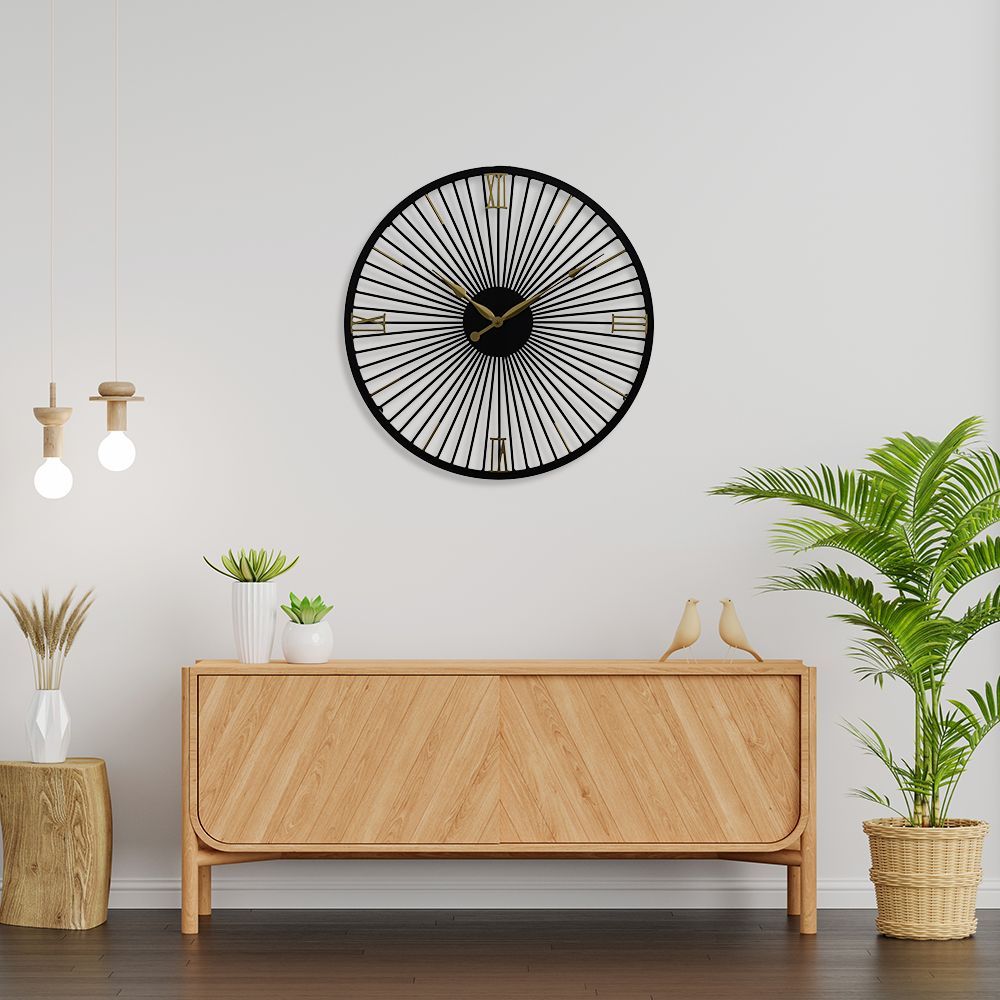 Metal Analog Wall Clock Medium | 18 Inch | Laser Cut Abstract Home Decor & Gifting Option | For Living Room Study Bedroom & Office Decor | Twines Clock